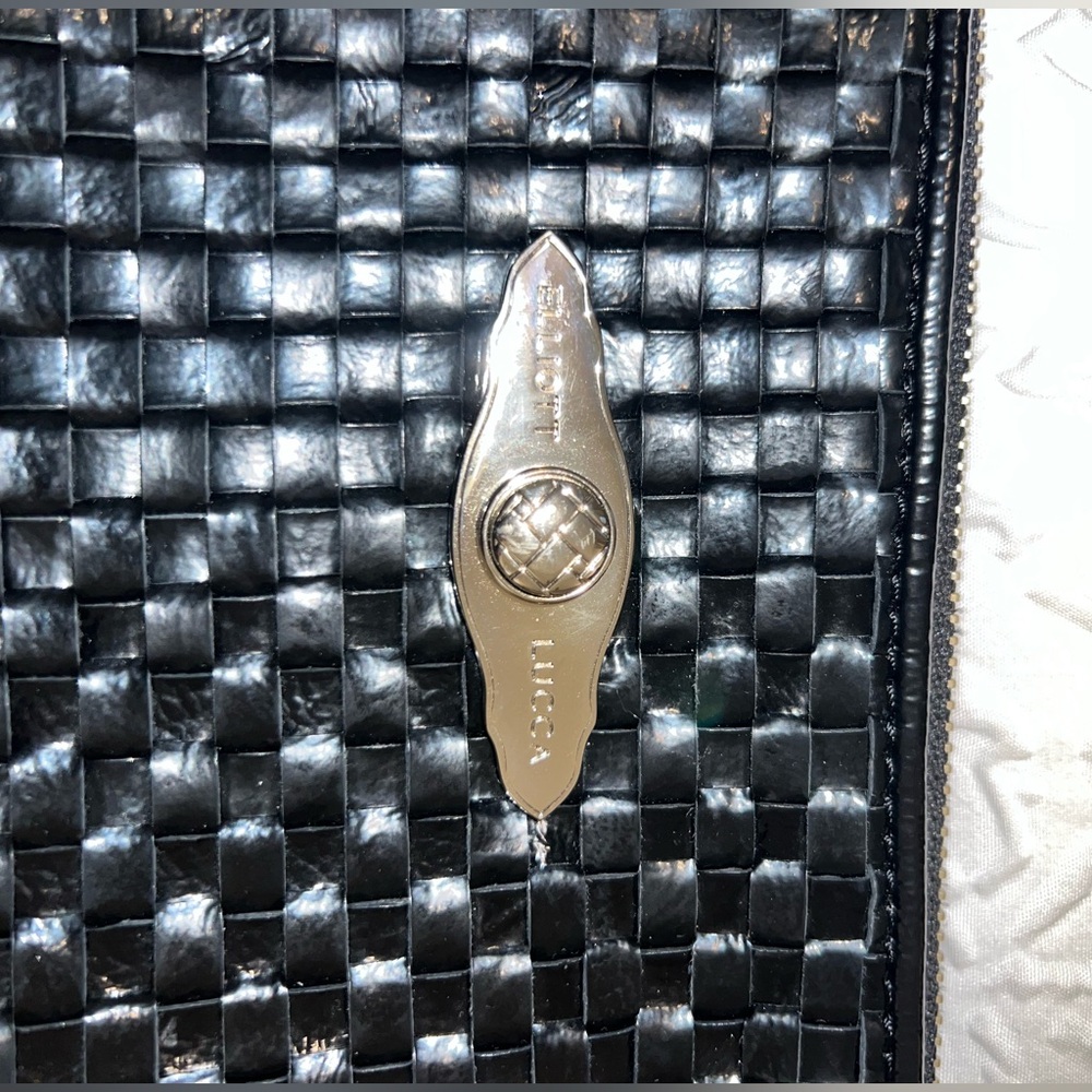 Elliott Lucca Black Patent Shoulder Bag 11”x6”